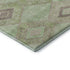 8' Green And Beige Geometric Washable Round Rug With UV Protection
