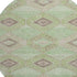 8' Green And Beige Geometric Washable Round Rug With UV Protection