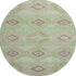 8' Green And Beige Geometric Washable Round Rug With UV Protection