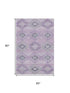 5' X 8' Lavender And Gray Geometric Washable Area Rug With UV Protection