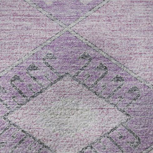 9' X 12' Lavender And Gray Geometric Washable Area Rug With UV Protection