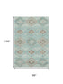 8' X 10' Teal And Beige Geometric Washable Area Rug With UV Protection