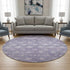 8' Purple And Ivory Geometric Washable Round Rug With UV Protection