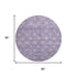 8' Purple And Ivory Geometric Washable Round Rug With UV Protection