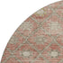 8' Terra Cotta And Beige Geometric Washable Round Rug With UV Protection