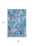 5' X 8' Blue Gray And Ivory Floral Washable Area Rug With UV Protection