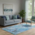 5' X 8' Blue Gray And Ivory Floral Washable Area Rug With UV Protection