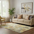 5' X 8' Gold Gray And Beige Floral Washable Area Rug With UV Protection