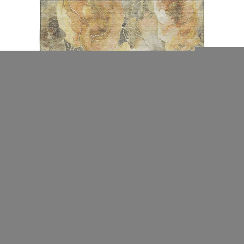 8' X 10' Gold Gray And Beige Floral Washable Area Rug With UV Protection