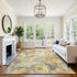 8' X 10' Gold Gray And Beige Floral Washable Area Rug With UV Protection