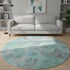 8' Teal Gray And Ivory Floral Washable Round Rug With UV Protection