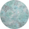 8' Teal Gray And Ivory Floral Washable Round Rug With UV Protection