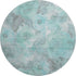 8' Teal Gray And Ivory Floral Washable Round Rug With UV Protection