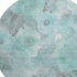 8' Teal Gray And Ivory Floral Washable Round Rug With UV Protection