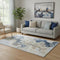 5' X 8' Denim Blue And Beige Abstract Washable Area Rug With UV Protection