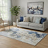 5' X 8' Denim Blue And Beige Abstract Washable Area Rug With UV Protection