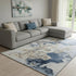 8' X 10' Denim Blue And Beige Abstract Washable Area Rug With UV Protection