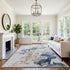 8' X 10' Denim Blue And Beige Abstract Washable Area Rug With UV Protection