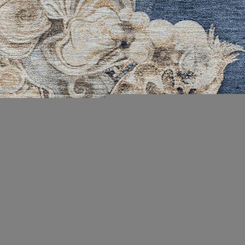 8' X 10' Denim Blue And Beige Abstract Washable Area Rug With UV Protection