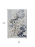 8' X 10' Gray And Blue Abstract Washable Area Rug With UV Protection