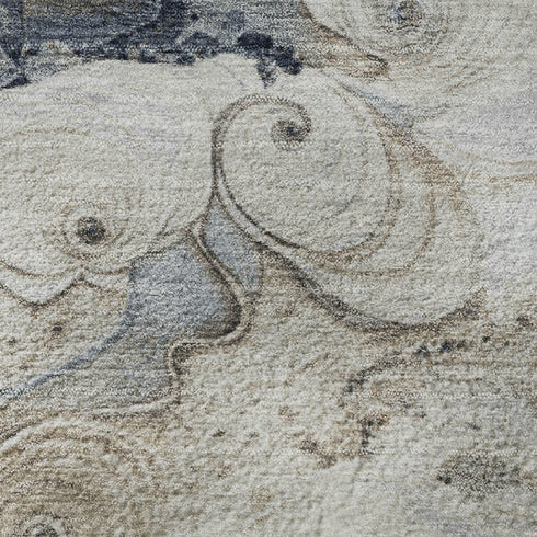 9' X 12' Gray And Blue Abstract Washable Area Rug With UV Protection