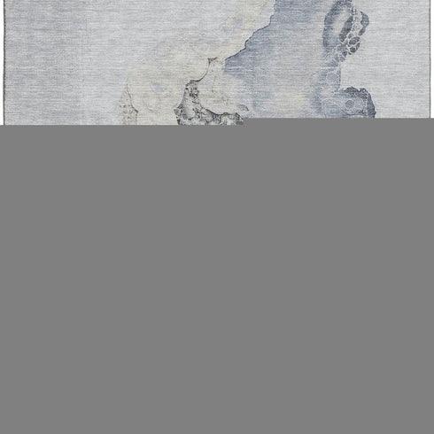 9' X 12' Gray And Blue Abstract Washable Area Rug With UV Protection