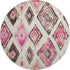 8' Linen Pink And Ivory Geometric Washable Round Rug With UV Protection