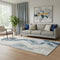 5' X 8' Beige Blue And Ivory Abstract Washable Area Rug With UV Protection