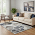 5' X 8' Beige Blue And Ivory Abstract Washable Area Rug With UV Protection
