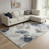 8' X 10' Beige Blue And Ivory Abstract Washable Area Rug With UV Protection