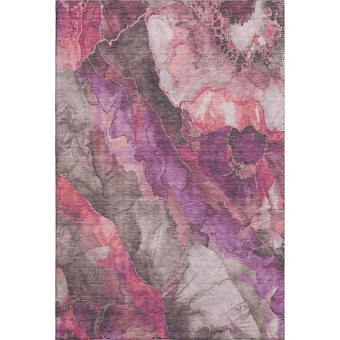 5' X 8' Blush Purple And Gray Floral Washable Area Rug With UV Protection