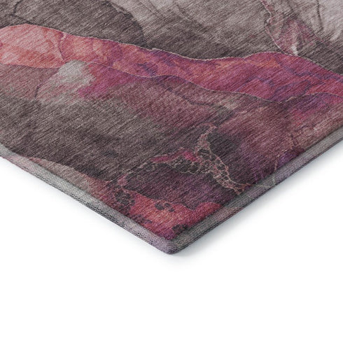 5' X 8' Blush Purple And Gray Floral Washable Area Rug With UV Protection