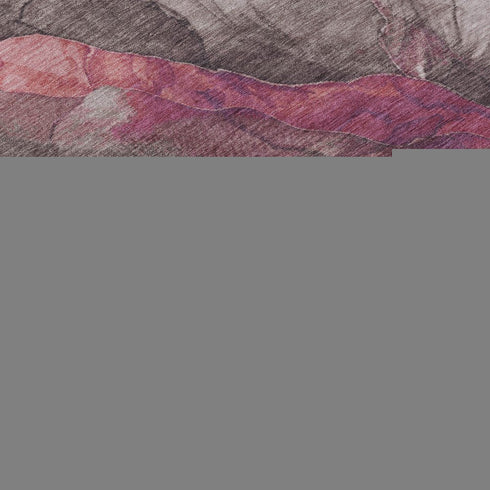 8' Blush Purple And Gray Floral Washable Round Rug With UV Protection