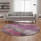 8' Blush Purple And Gray Floral Washable Round Rug With UV Protection