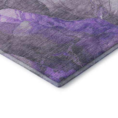 8' X 10' Lavender Gray And Ivory Floral Washable Area Rug With UV Protection