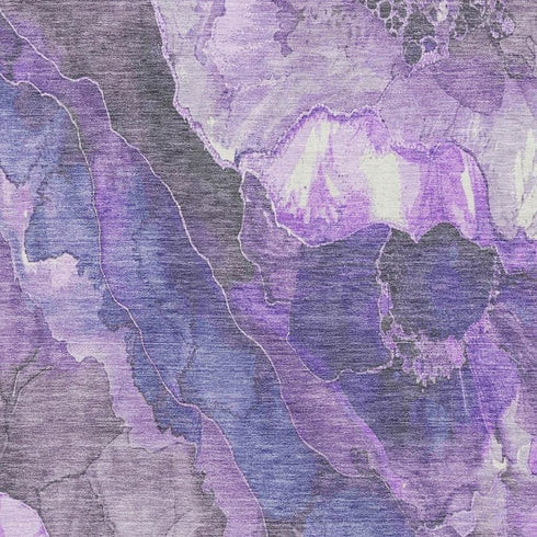 8' X 10' Lavender Gray And Ivory Floral Washable Area Rug With UV Protection