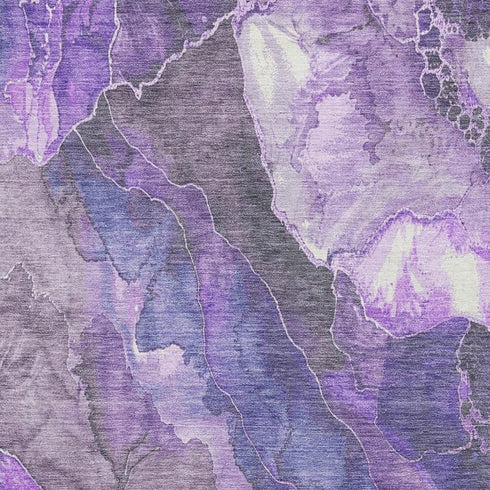 9' X 12' Lavender Gray And Ivory Floral Washable Area Rug With UV Protection