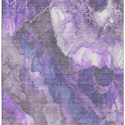 9' X 12' Lavender Gray And Ivory Floral Washable Area Rug With UV Protection