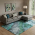 9' X 12' Teal Green And Ivory Floral Washable Area Rug With UV Protection