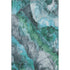 9' X 12' Teal Green And Ivory Floral Washable Area Rug With UV Protection