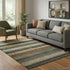 5' X 8' Khaki Gray And Beige Striped Washable Area Rug With UV Protection