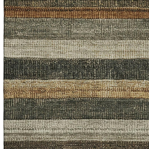 5' X 8' Khaki Gray And Beige Striped Washable Area Rug With UV Protection