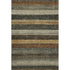 9' X 12' Khaki Gray And Beige Striped Washable Area Rug With UV Protection