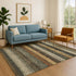 9' X 12' Khaki Gray And Beige Striped Washable Area Rug With UV Protection
