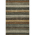 9' X 12' Khaki Gray And Beige Striped Washable Area Rug With UV Protection