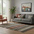 5' X 8' Rust Gray And Beige Striped Washable Area Rug With UV Protection