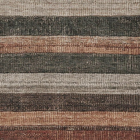 5' X 8' Rust Gray And Beige Striped Washable Area Rug With UV Protection