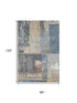 8' X 10' Beige And Blue Abstract Washable Area Rug With UV Protection