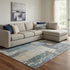 8' X 10' Beige And Blue Abstract Washable Area Rug With UV Protection