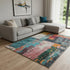 8' X 10' Teal Orange And Pink Abstract Washable Area Rug With UV Protection